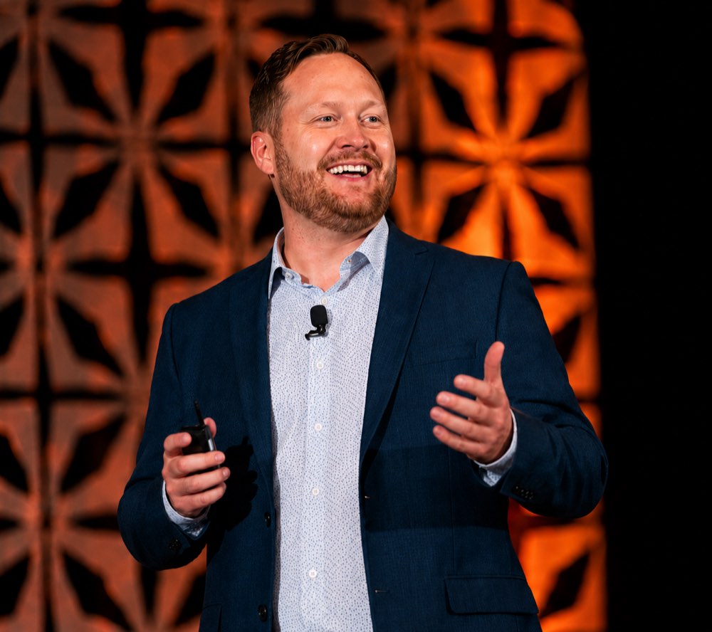 Mike A Martin speaking on stage